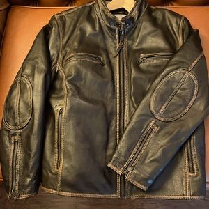 Marc New York/Andrew Marc Dark Brown Moto Style Leather Jacket- Men’s XL